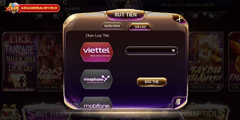 Những ưu điểm khi rút tiền tại 68 Game Bài