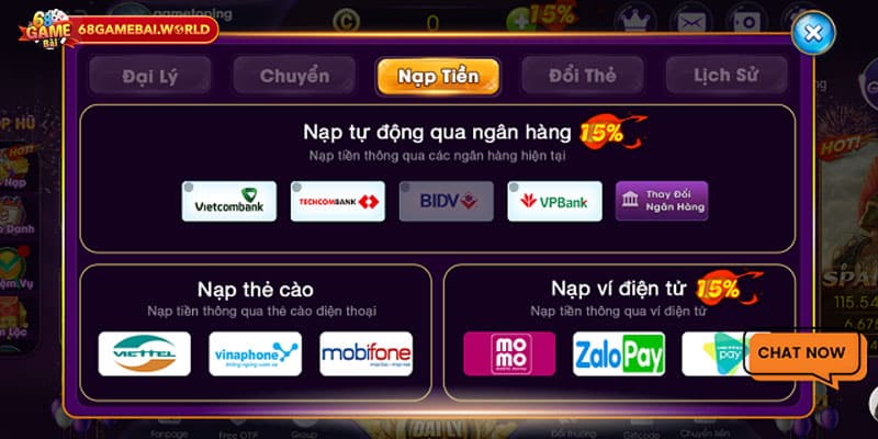Những ưu điểm khi nạp tiền tại 68 Game Bài